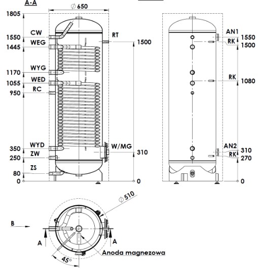 Zásobník teplej vody WGJ-PC 300 DUO