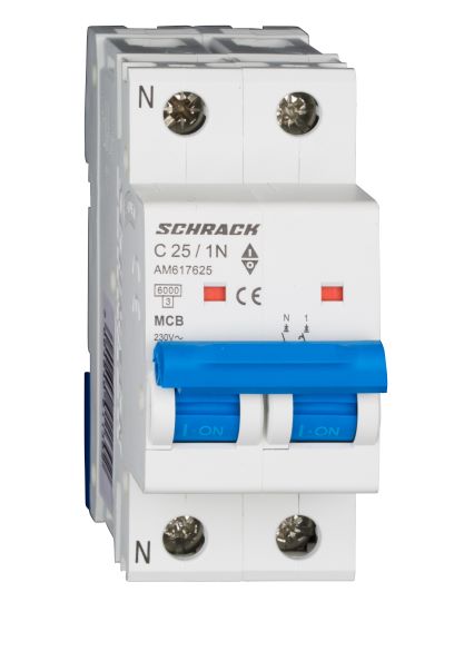 Istič C25/1N 6kA, charakteristika C, 25A, 1-pólový+N