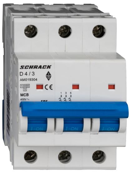 Istič D4/3 10kA, charakteristika D 4A, 3-pólový
