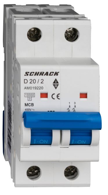 Istič D20/2 10kA, charakteristika D 20A, 2-pólový