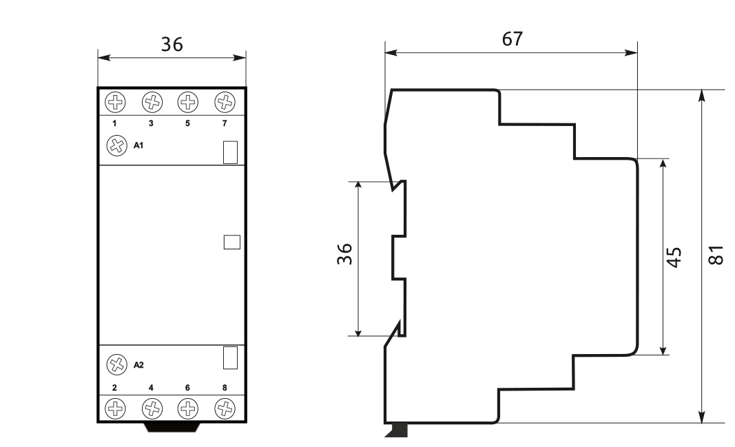 Modulárny stykač  MCF3 16A 2NО+2NC coil 230V AC