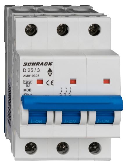 Istič D25/3 10kA, charakteristika D 25A, 3-pólový