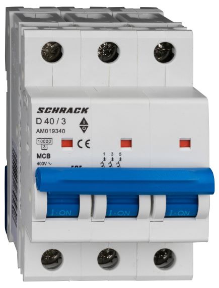 Istič D40/3 10kA, charakteristika D 40A, 3-pólový