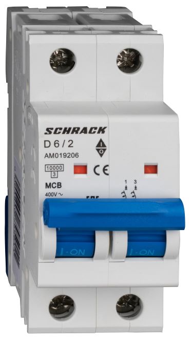 Istič D6/2 10kA, charakteristika D 6A, 2-pólový
