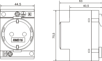 Zásuvka DIN RMD16 16A, 230V