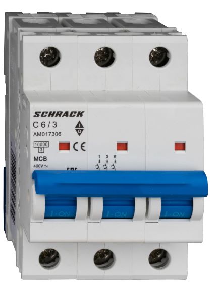 Istič C6/3 10kA, charakteristika C 6A, 3-pólový