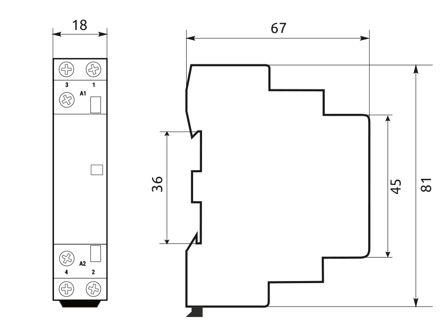 Modulárny stykač  MCF3 25A 2NО coil 230V AC