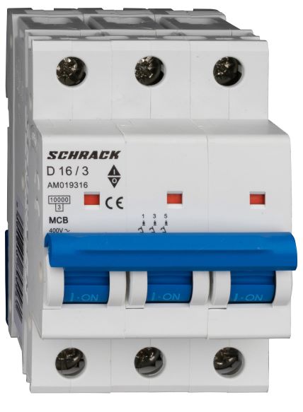 Istič D16/3 10kA, charakteristika D 16A, 3-pólový