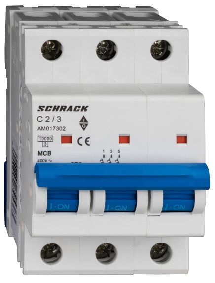 Istič C2/3 10kA, charakteristika C 2A, 3-pólový