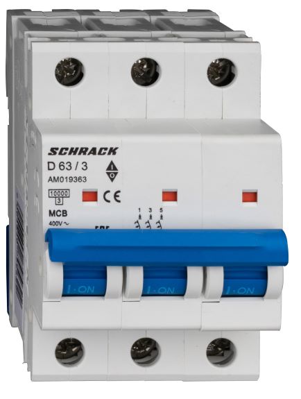 Istič D63/3 10kA, charakteristika D 63A, 3-pólový
