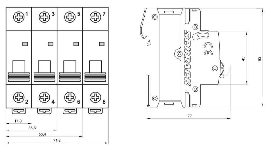 Istič C50/3N 10kA, charakteristika C 50A, 3+N